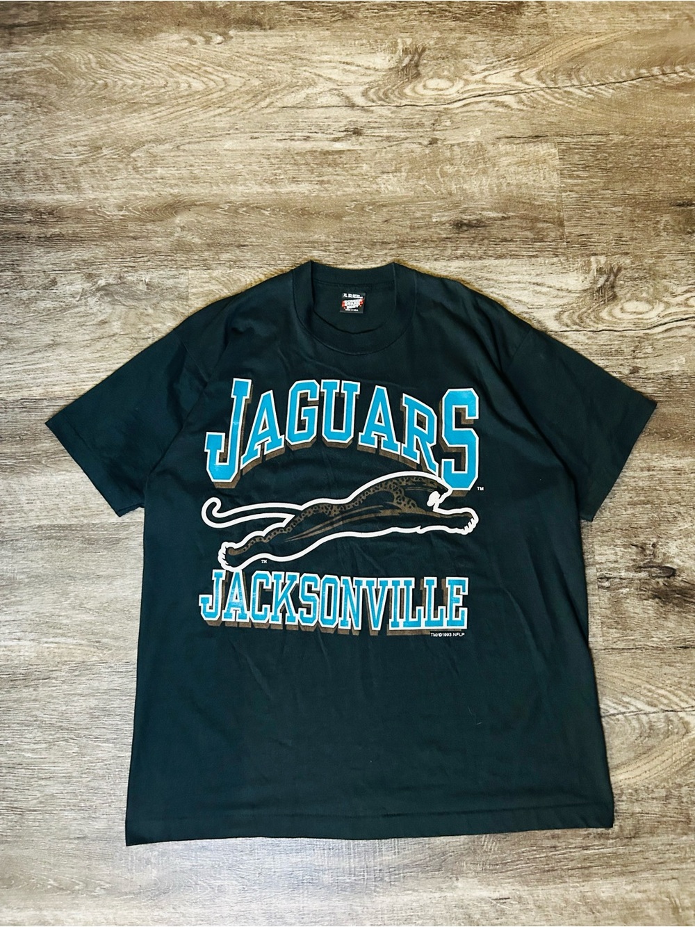 Screen Stars Black Jacksonville Jaguars Graphic Tee with Teal Accents